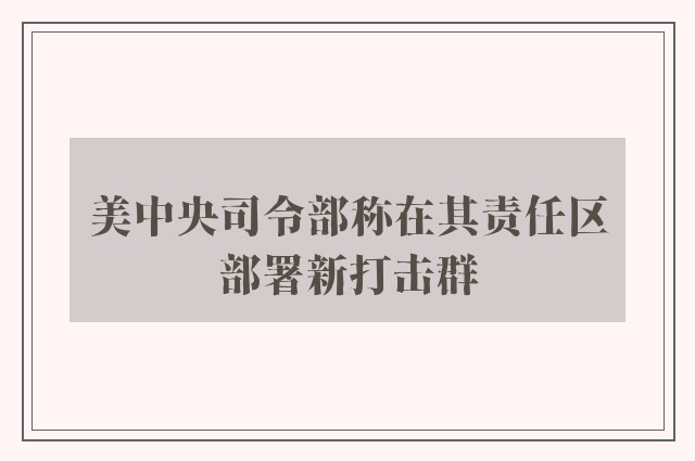 美中央司令部称在其责任区部署新打击群