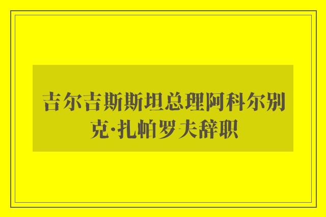 吉尔吉斯斯坦总理阿科尔别克·扎帕罗夫辞职